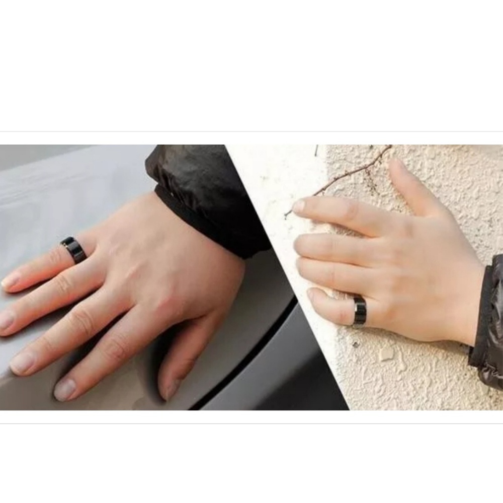 8mm Titanium Steel Matte Black Ring Unisex - Picture 3 of 5